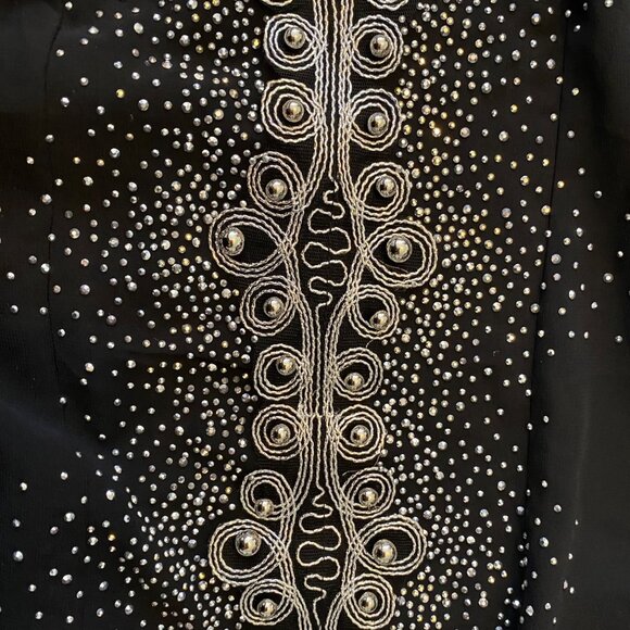 Le Mirage Kaftan Dress Cover Up Semi Sheer Embellished Black Sz 48/XXL Resort - Picture 11 of 14